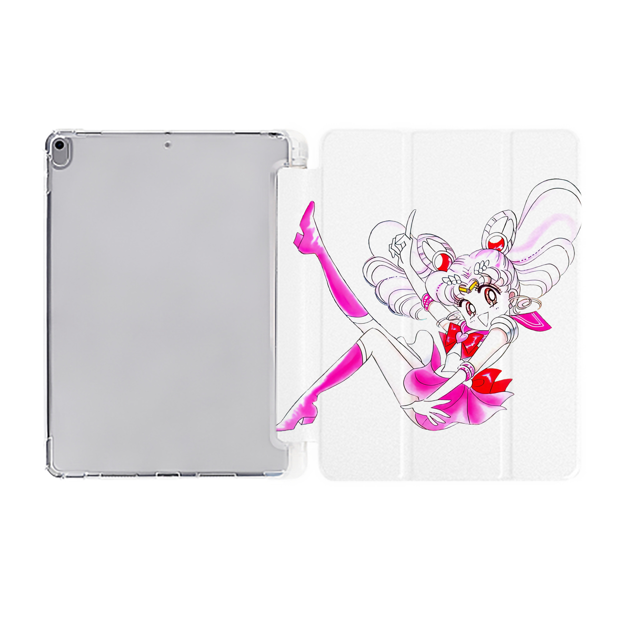 （画像用） 美少女戦士セーラームーン ちびうさ Sailor Moon Chibiusa Tsukino Usagi Small Lady Serenity IPad ケース ペン収納付き 三つ折りスタンド PUレザー×シリコン 対応機種9.5/10.5/10.9インチ